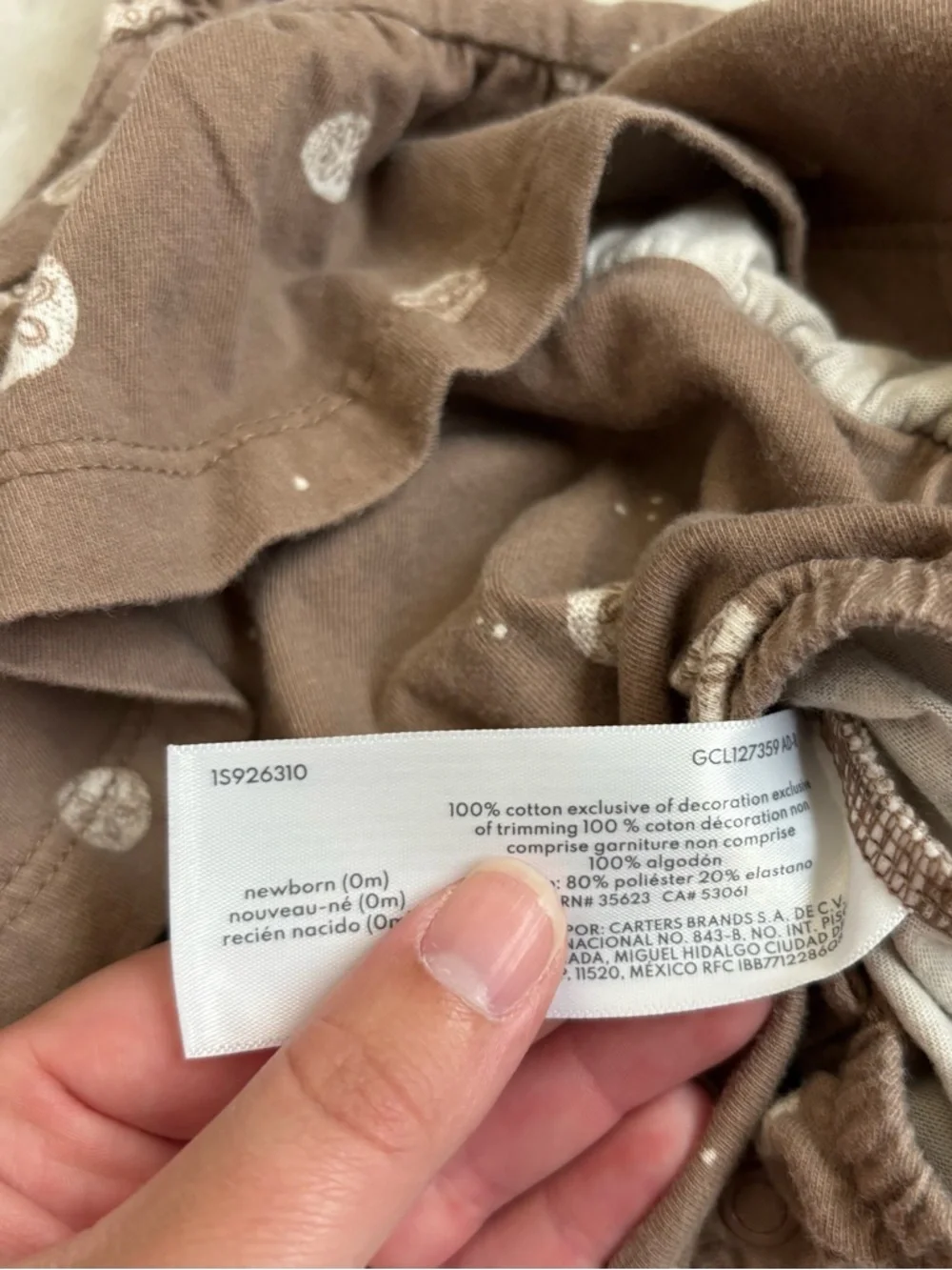 Carter's Baby Girl Brown Ruffle Strap Dresswith Coastal Sand Dollar AOP